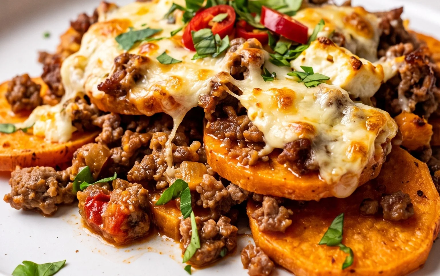 Süßkartoffel-Hackfleisch-Auflauf mit Feta