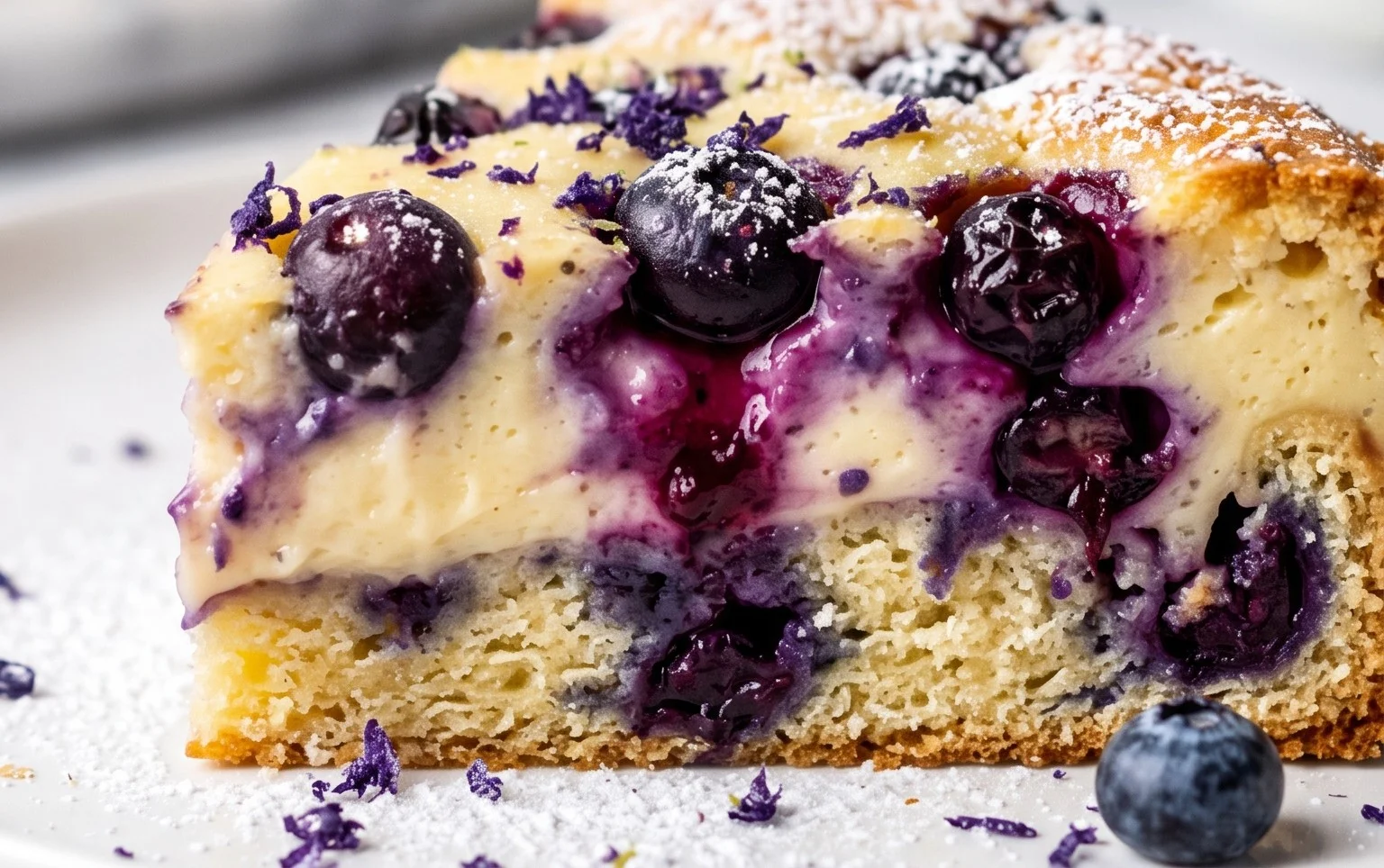 Puddingkuchen mit Heidelbeeren